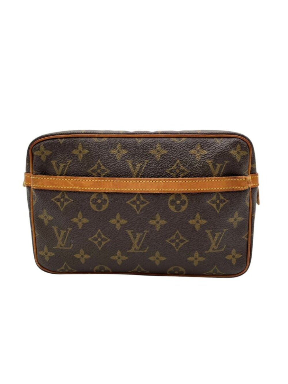 Louis Vuitton Monogram Compiegne 23 Clutch Pouch Leather Brown Gold Vintage - Picture 2 of 10